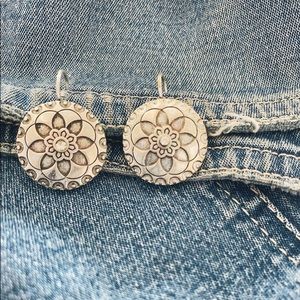 Southwestern Concho Silver Earrings
